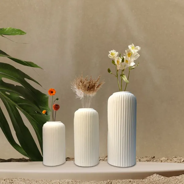 White_Ceramic_Flute_Vase_For_Home,_Temple,_Office_Decor