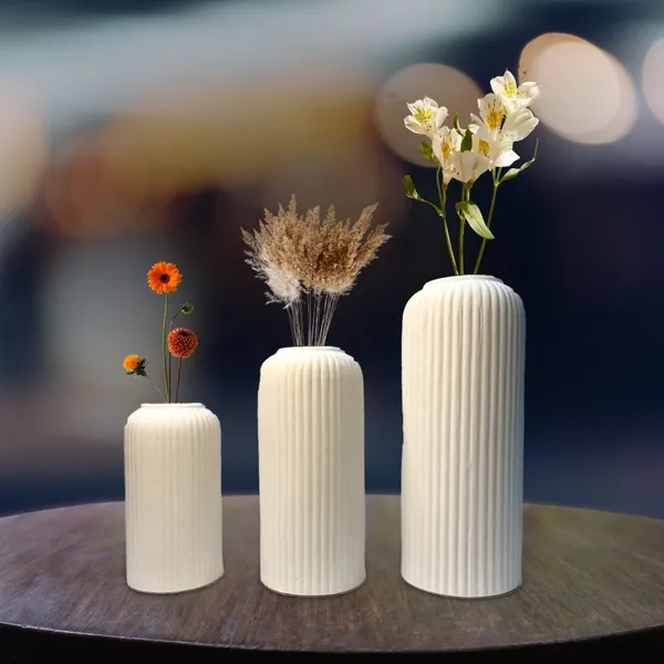 White_Ceramic_Flute_Vase_For_Home,_Temple,_Office_Decor