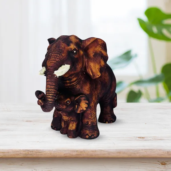Brown_Resin_Mother_Baby_Elephant_Decorative_Piece_For_Home,_Temple,_Office_Decor