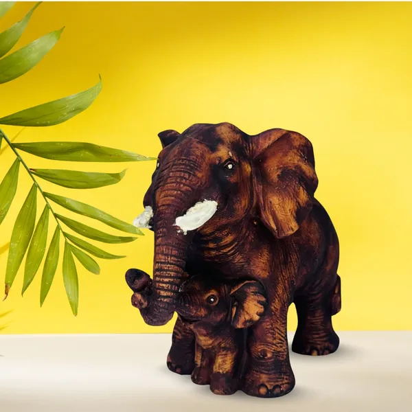 Brown_Resin_Mother_Baby_Elephant_Decorative_Piece_For_Home,_Temple,_Office_Decor