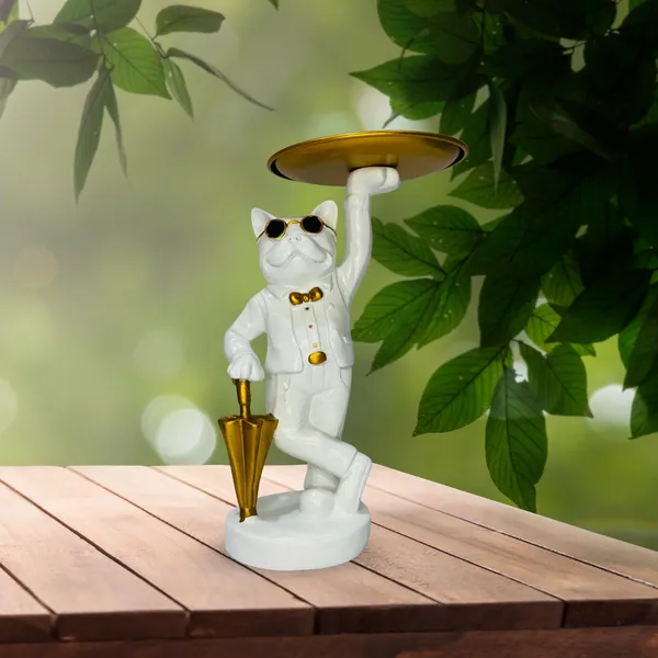 White_Resin_Dog_Standing_Umbrella_Decorative_Piece_For_Home,_Temple,_Office_Decor