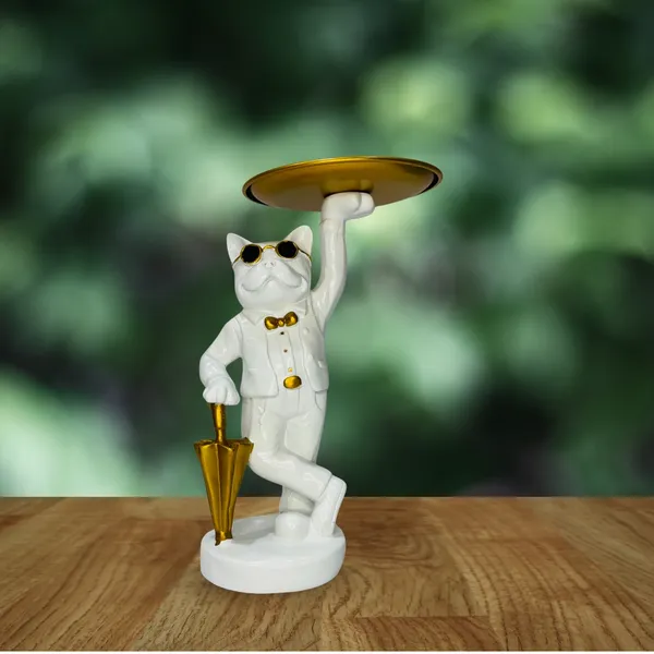 White_Resin_Dog_Standing_Umbrella_Decorative_Piece_For_Home,_Temple,_Office_Decor
