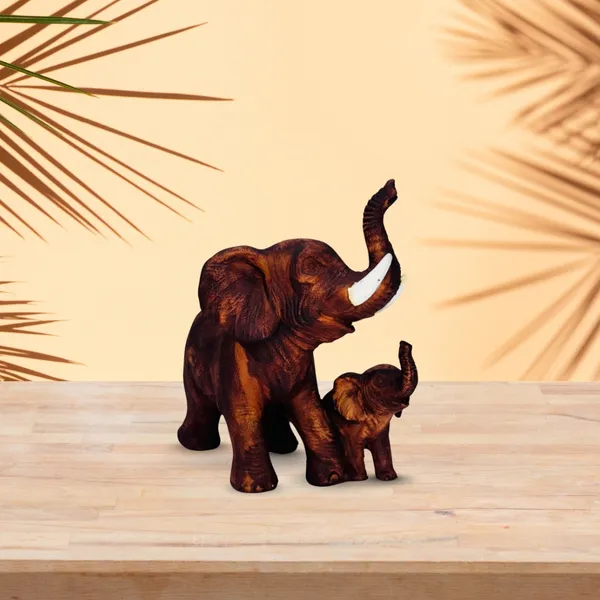 Brown_Resin_Father_And_Baby_Elephant_Showpiece_For_Home,_Temple,_Office_Decor