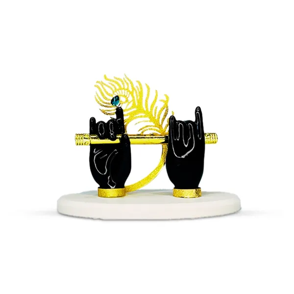 Black_&_Golden_Resin_Krishna_Flute_With_Hand_Divine_Idol_For_Home,_Temple,_Office_Decor