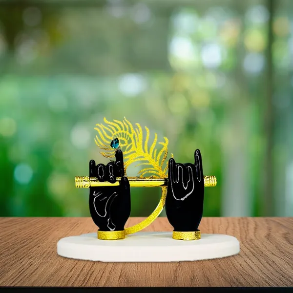 Black_&_Golden_Resin_Krishna_Flute_With_Hand_Divine_Idol_For_Home,_Temple,_Office_Decor