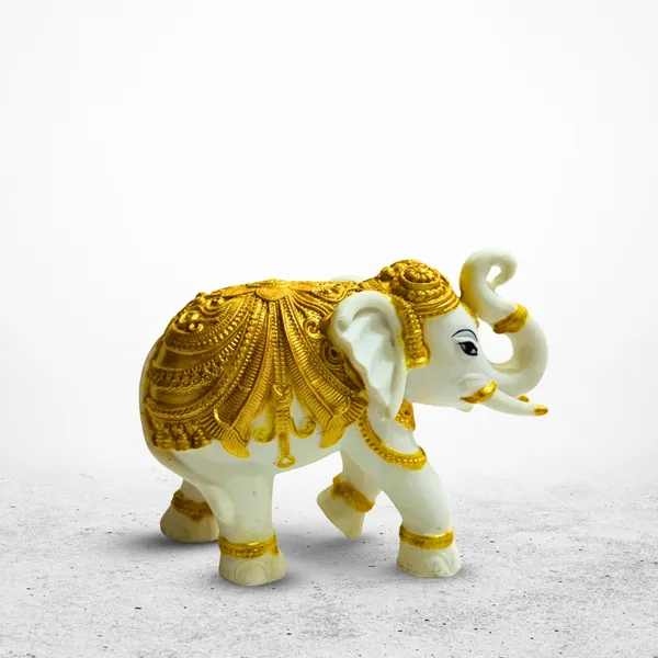 White_&_Gold_Resin_Elephant_Elegant_Showpiece_For_Home,_Temple,_Office_Decor