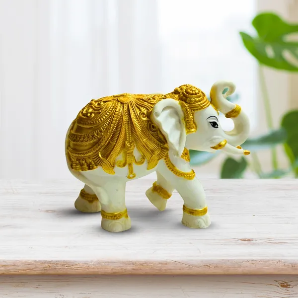 White_&_Gold_Resin_Elephant_Elegant_Showpiece_For_Home,_Temple,_Office_Decor