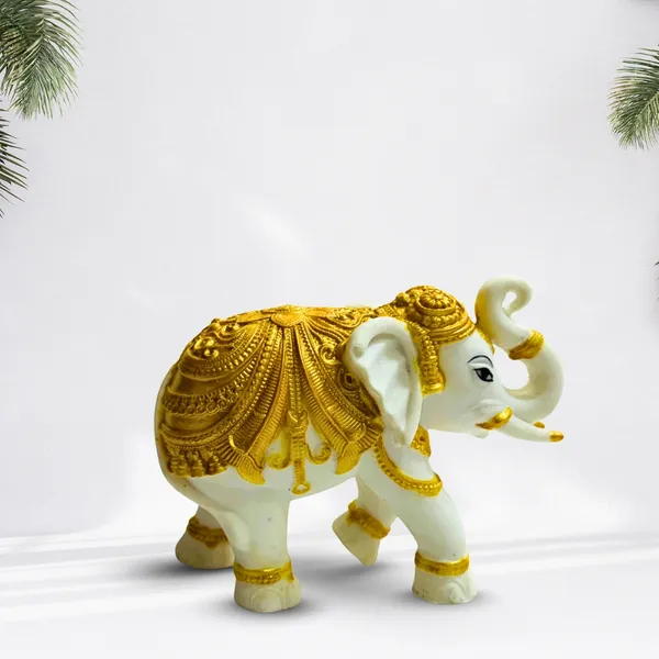 White_&_Gold_Resin_Elephant_Elegant_Showpiece_For_Home,_Temple,_Office_Decor
