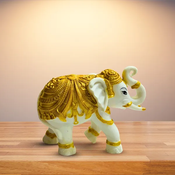 White_&_Gold_Resin_Elephant_Elegant_Showpiece_For_Home,_Temple,_Office_Decor