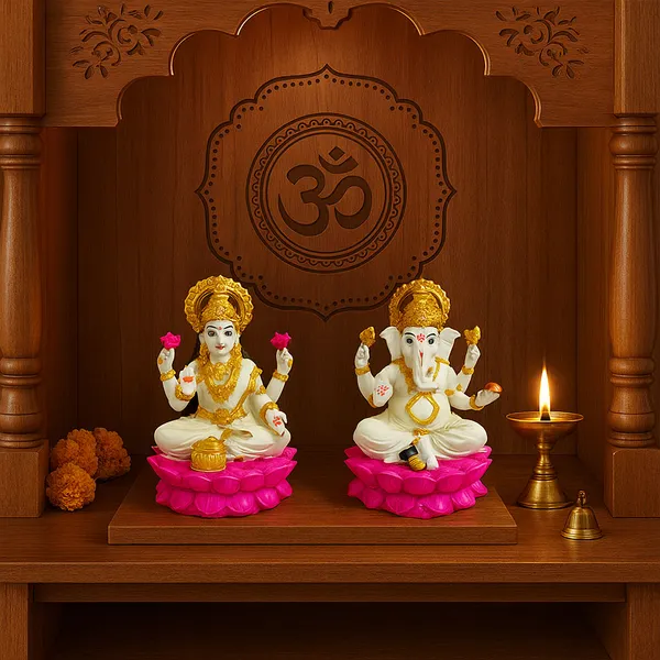 White_Resin_Laxmi_&_Ganesh_Divine_Idol_For_Home,_Temple,_Office_Decor