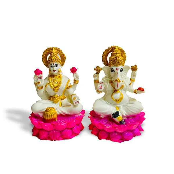 White_Resin_Laxmi_&_Ganesh_Divine_Idol_For_Home,_Temple,_Office_Decor