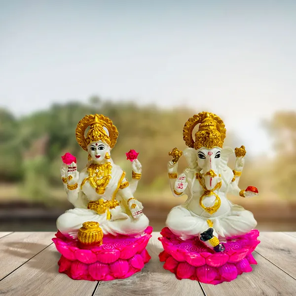 White_Resin_Laxmi_&_Ganesh_Divine_Idol_For_Home,_Temple,_Office_Decor