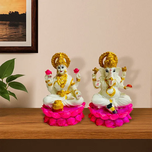 White_Resin_Laxmi_&_Ganesh_Divine_Idol_For_Home,_Temple,_Office_Decor