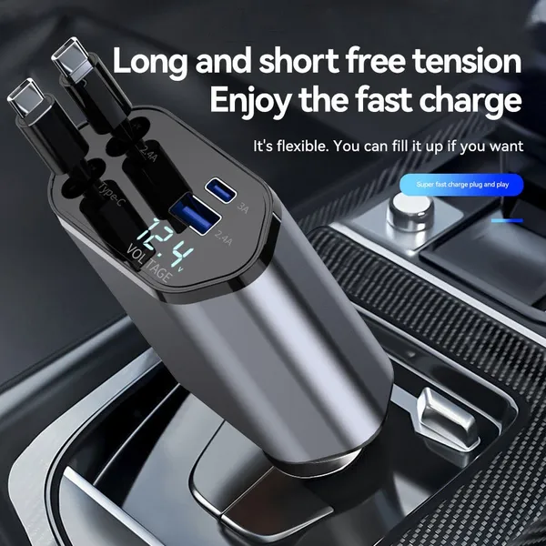 4_In_1_Pull-Out_Retractable_Car_Charger_100W_Super_Fast_Charger_With_Dual_Cables_Iphone_&_Type_C_&_Usb-A_Port_&_Usb-C_Port_All_Device_Usable