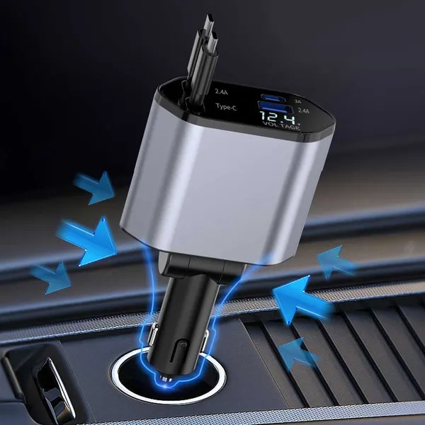 4_In_1_Pull-Out_Retractable_Car_Charger_100W_Super_Fast_Charger_With_Dual_Cables_Iphone_&_Type_C_&_Usb-A_Port_&_Usb-C_Port_All_Device_Usable