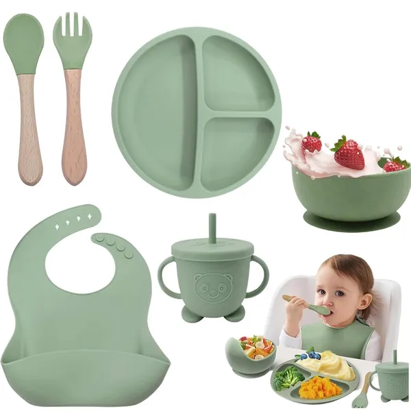 Green_Bpa_Free_6Pcs_Silicone_Baby_Feeding_Set_-_Dishwasher_Safe_Toddler_&_Baby
