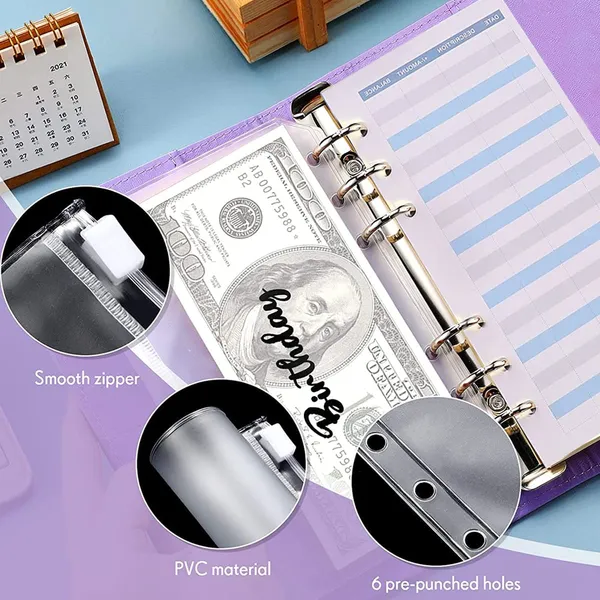 Purple_A6_Binder_Budget_Notebook_Budget_Binder_File_Folder_Ring_Binder_Note_Book_Set_12Pcs_A6_Binder_Pockets_Loose_Leaf_Bags_6_Ring_Binder_Cash_Budget_Envelopes_System