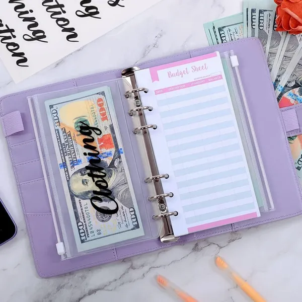 Purple_A6_Binder_Budget_Notebook_Budget_Binder_File_Folder_Ring_Binder_Note_Book_Set_12Pcs_A6_Binder_Pockets_Loose_Leaf_Bags_6_Ring_Binder_Cash_Budget_Envelopes_System