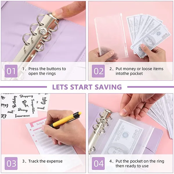 Purple_A6_Binder_Budget_Notebook_Budget_Binder_File_Folder_Ring_Binder_Note_Book_Set_12Pcs_A6_Binder_Pockets_Loose_Leaf_Bags_6_Ring_Binder_Cash_Budget_Envelopes_System