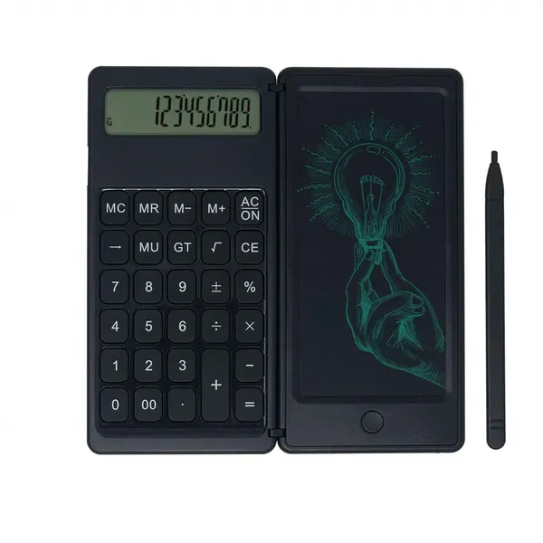Black_Calculator_With_Writing_Pad_12_Digit_Pocket_Foldable_Design