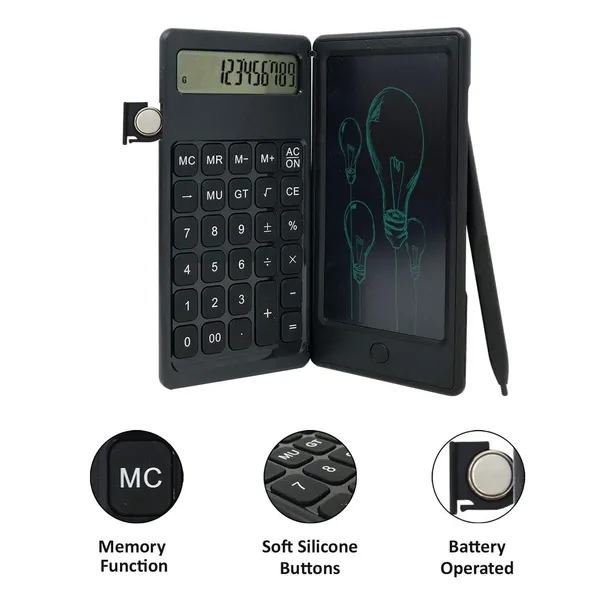 Black_Calculator_With_Writing_Pad_12_Digit_Pocket_Foldable_Design