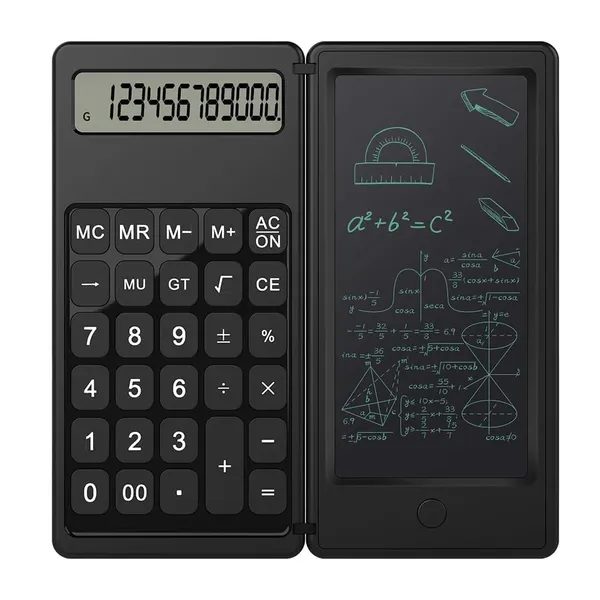 Black_Calculator_With_Writing_Pad_12_Digit_Pocket_Foldable_Design