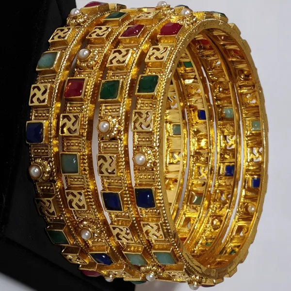 Golden_Alloy_Artificial_Stone_And_Beads_Bangles_For_Women