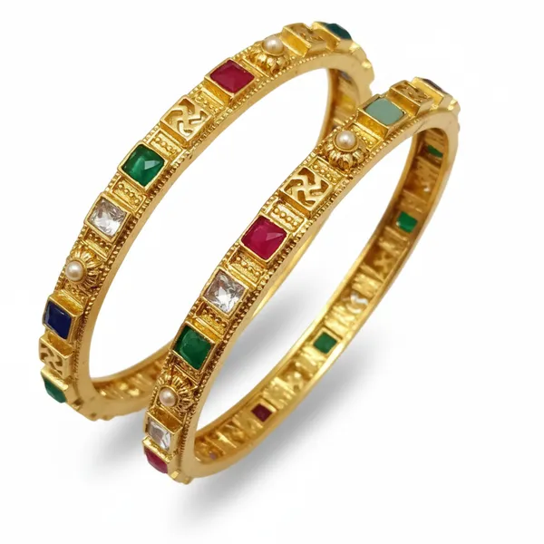 Golden_Alloy_Artificial_Stone_And_Beads_Bangles_For_Women