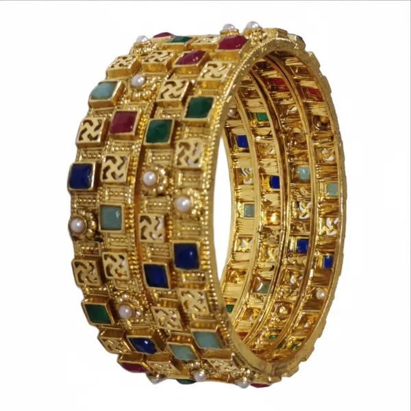 Golden_Alloy_Artificial_Stone_And_Beads_Bangles_For_Women