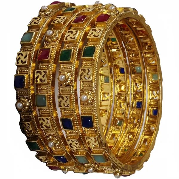 Golden_Alloy_Artificial_Stone_And_Beads_Bangles_For_Women