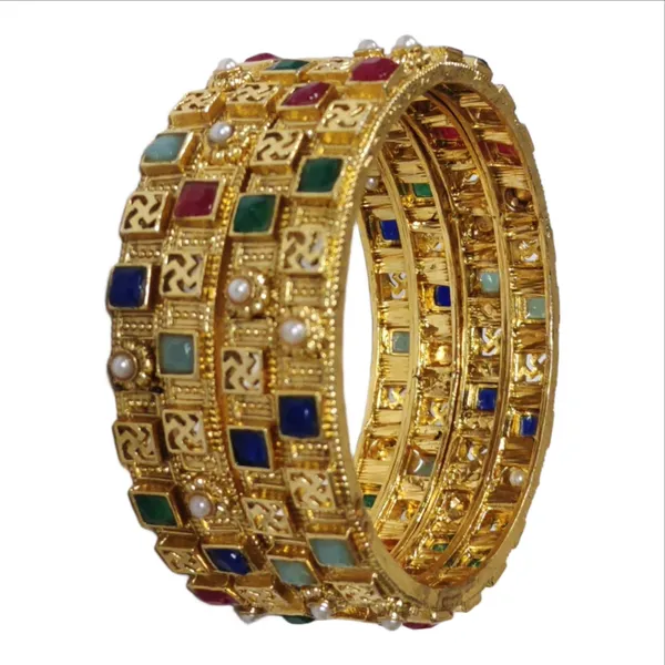 Golden_Alloy_Artificial_Stone_And_Beads_Bangles_For_Women