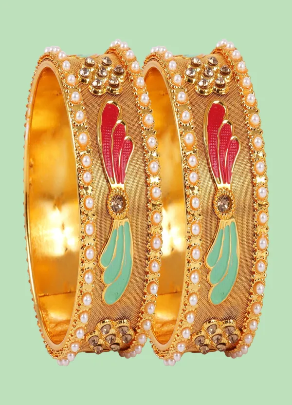 Golden_Alloy_Artificial_Stone_And_Beads_Bangles_For_Women