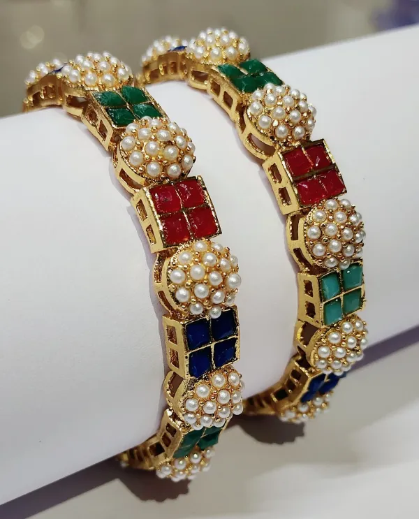 Multicolor_Alloy_Gold_Plated_Beads_Bangle_Set_For_Women