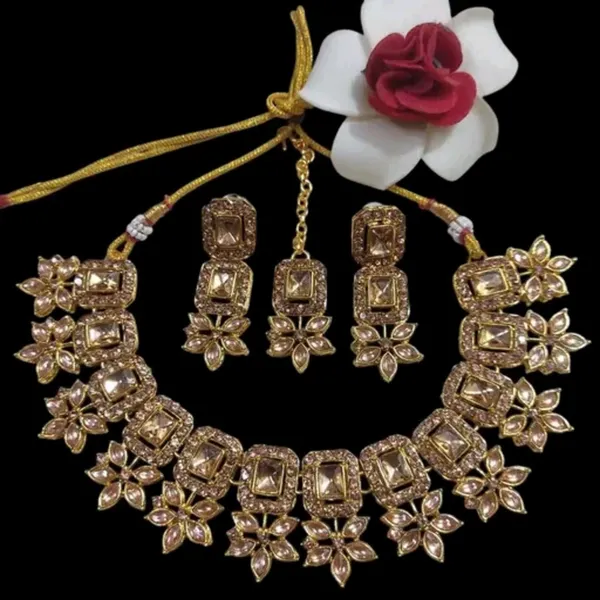 Beige_Alloy_Gold_Plated_Earring_&_Necklace_Set_For_Women