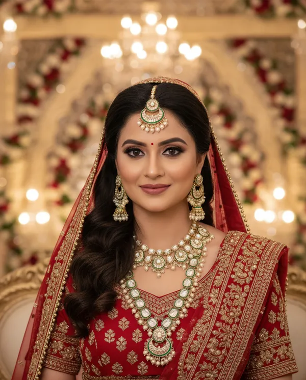 KHETLAZEEGreen_Meenakari_Kundan_Bridal_Long_Dazzling_Necklace_Earring_Maangtikka_Set_For_Women