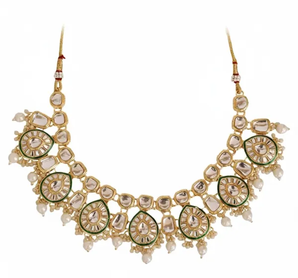 KHETLAZEEGreen_Meenakari_Kundan_Bridal_Long_Dazzling_Necklace_Earring_Maangtikka_Set_For_Women