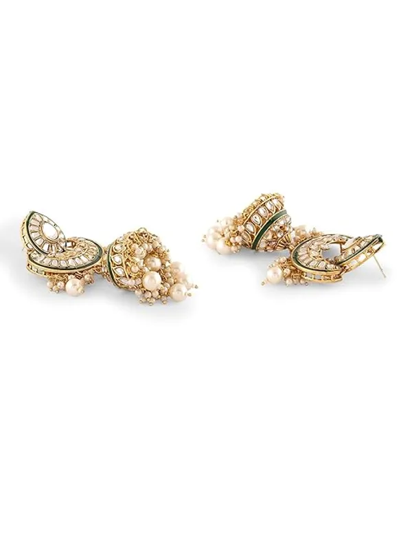 KHETLAZEE_Gold_Tone_Kundan_Artificial_Stones_&_Beads_Bridal_Necklace_Earring_&_Maangtikka_Set_For_Women