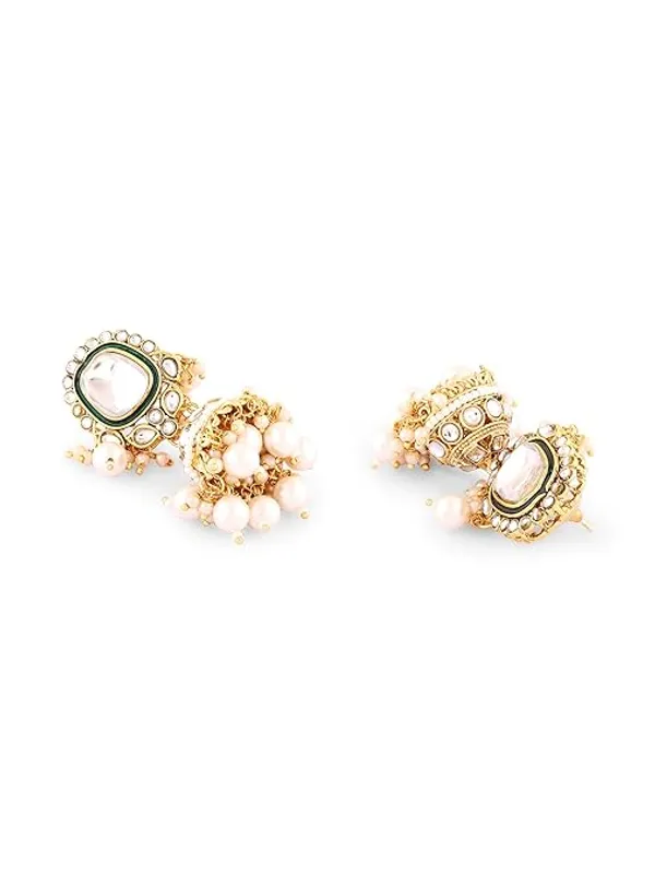 KhetlazeeGold_Tone_Kundan_Artificial_Stones_&_Beads_Bridal_Necklace_Earring_&_Maangtikka_Set_For_Women