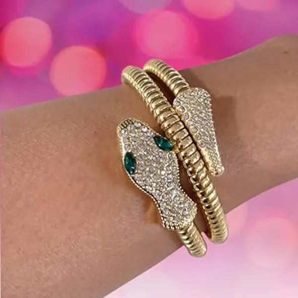 Golden_Brass_Artificial_Diamond_Snake_Bracelet_For_Women