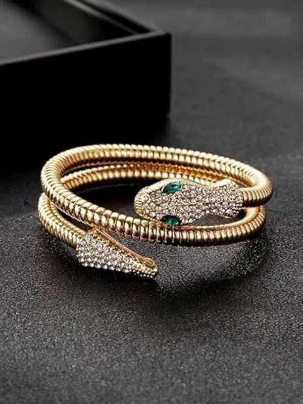 Golden_Brass_Artificial_Diamond_Snake_Bracelet_For_Women