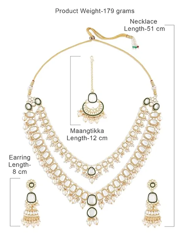 khetlazee_Traditional_Kundan_Pearl_Bridal_Jewellery_Set_with_Green_Meenakari,_Layered_Necklace,_Earrings,_Maangtikka_for_Women