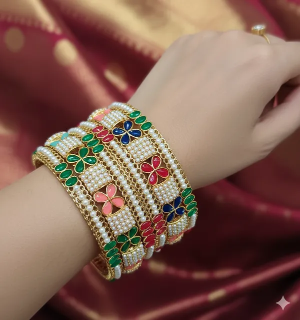 Golden_Alloy_Artificial_Stone_And_Beads_Bangles_For_Women