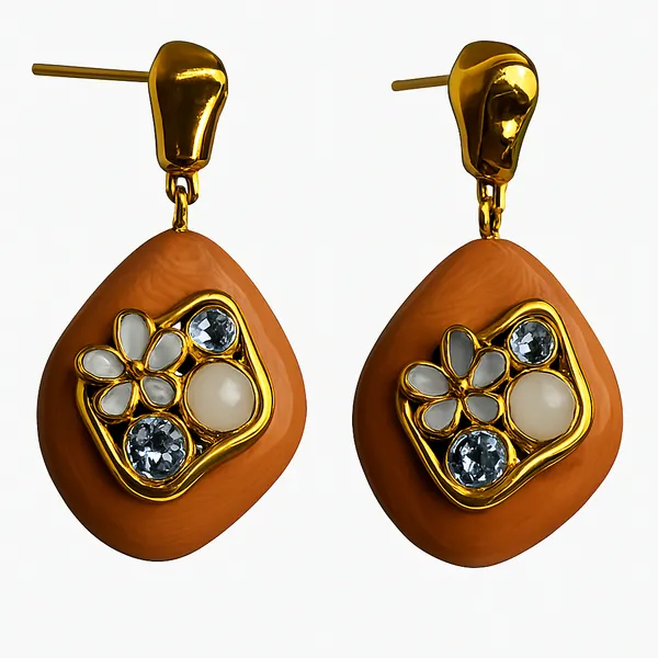 Orange_Alloy_Artificial_Beads_And_Stone_Minakari_Earring_For_Women