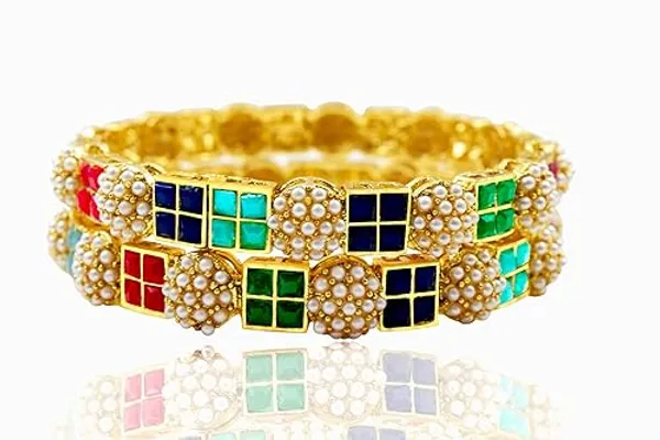 Multicolor_Alloy_Gold_Plated_Beads_Bangle_Set_For_Women