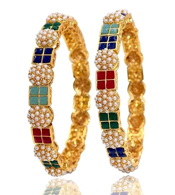Multicolor_Alloy_Gold_Plated_Beads_Bangle_Set_For_Women