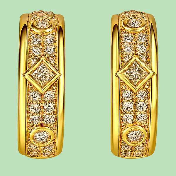 Golden_Diamond_Stud_Hoop_Earring_For_Women