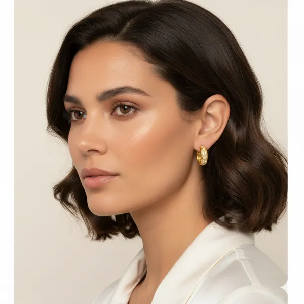 Golden_Diamond_Stud_Hoop_Earring_For_Women