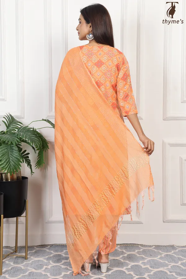 Light_Orange_Masline_Embroidery_Kurta_With_Dyed_Nazmi_Dupatta_For_Women