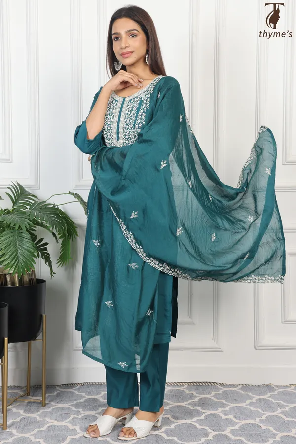 Blue_Embroided_Kurta_Bottom_Dupatta_Set_For_Women