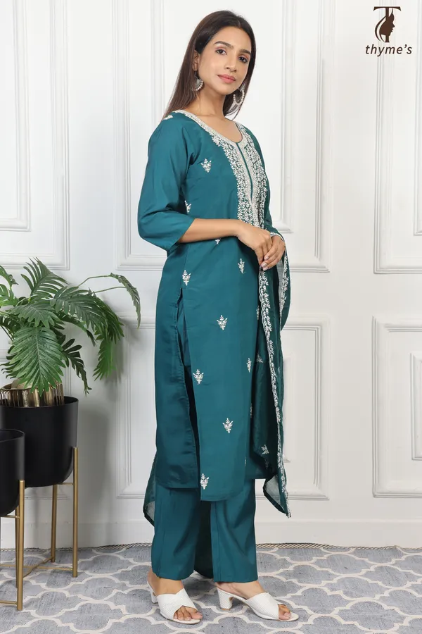 Blue_Embroided_Kurta_Bottom_Dupatta_Set_For_Women